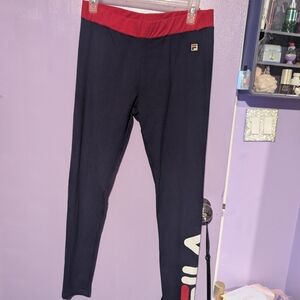 Fila Woman's  Leggings in Navy and Red